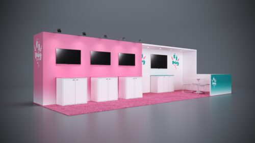 10x30 modular trade show exhibits with customizable walls and dynamic branding options.