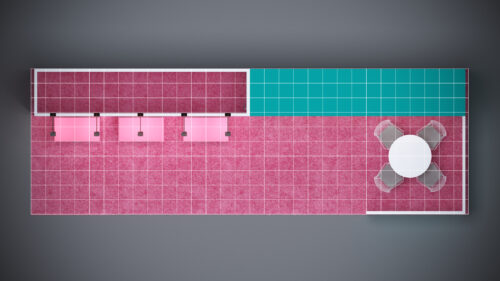 10x30 modular trade show exhibits with integrated storage and customizable counters.