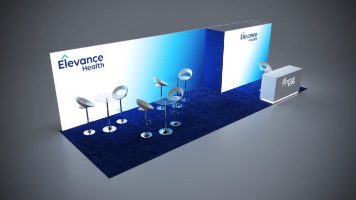 10x30 modular trade show exhibits with storage areas for efficient booth management.