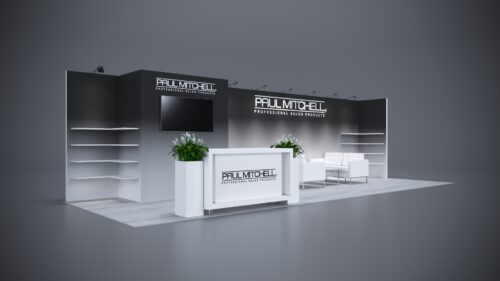 10x30 modular trade show exhibits with custom graphics and integrated technology.
