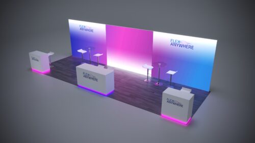 10x30 modular trade show exhibits with dynamic graphics and innovative design.