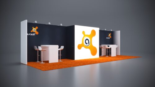 10x30 custom trade show booth with spacious design and modern product display areas.