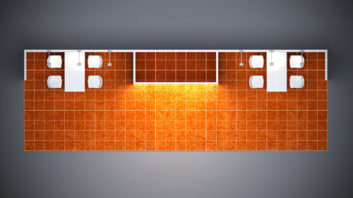 10x30 trade show exhibit with custom branding, LED lighting, and interactive features.