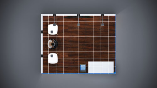 10x8 trade show exhibit featuring custom counters and product display areas.
