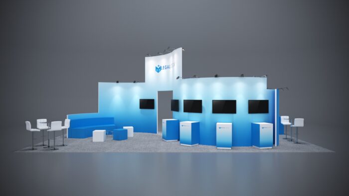 20x40 trade show exhibit with expansive design, interactive displays, and custom branding.