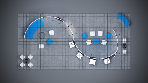 20x40 trade show exhibit with spacious design, interactive technology, and premium custom features.