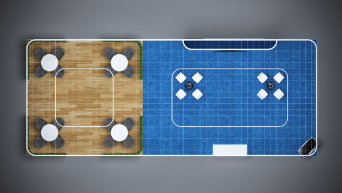 20x50 trade show exhibit with customizable walls, interactive screens, and versatile display areas.