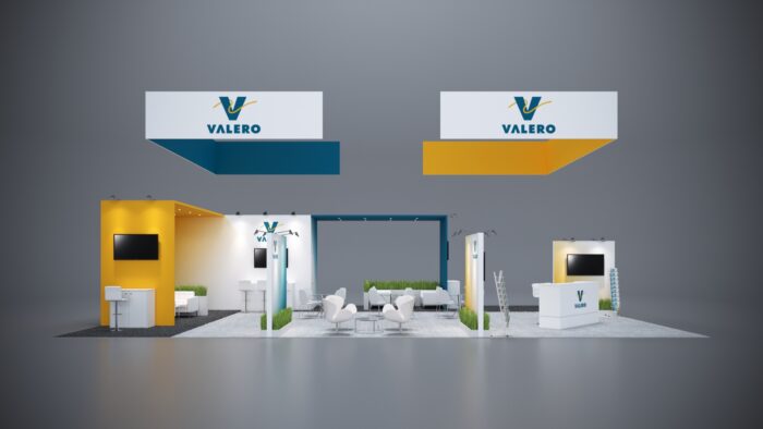 30x50 trade show exhibit with modular design elements and premium materials for a sleek look.