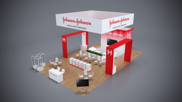 30x50 trade show exhibit with custom counters, interactive presentations, and versatile design.