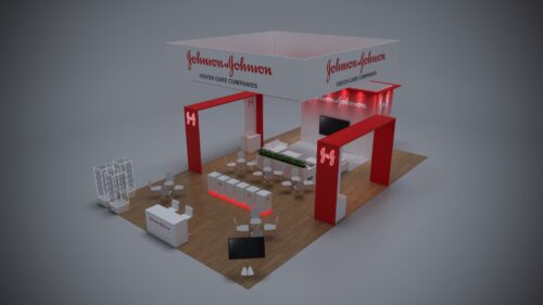 30x50 trade show booth with seamless setup, integrated storage, and modern branding.