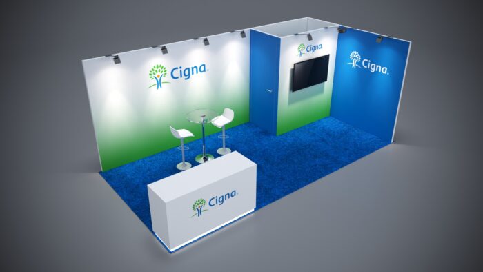 Custom 10x20 booth design offering a sleek and functional trade show presence.