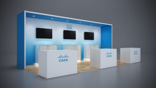 10x20 trade show exhibit with LED lighting and custom branding for maximum impact.