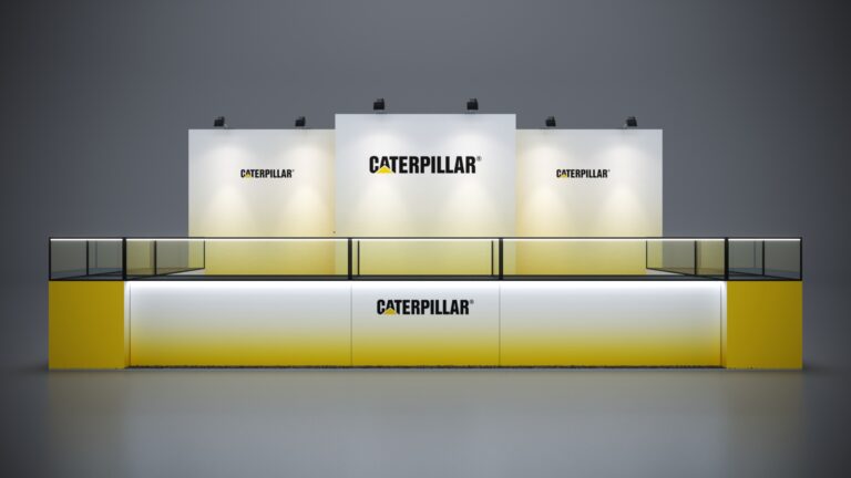 10x20 custom trade show exhibit with counter space and interactive signage.