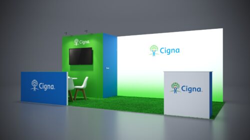 10x20 exhibit rental with sleek storage room for added functionality.