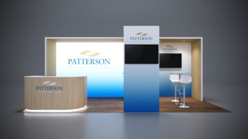 10x20 trade show exhibit with integrated LED lighting for enhanced visibility.