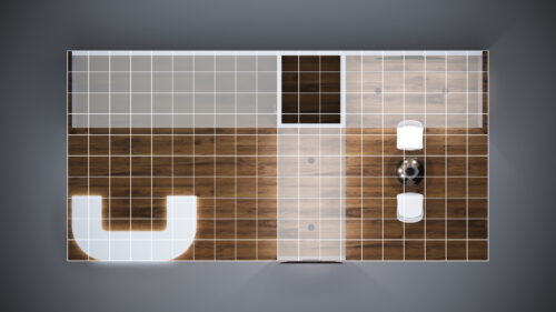 10x20 trade show exhibit with modular counters for a customized setup.