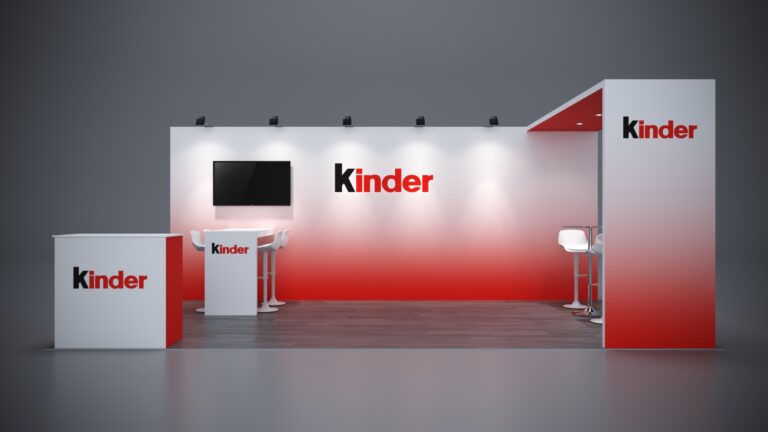 10x20 exhibit rental featuring built-in storage and counter solutions.