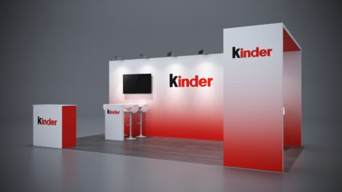 10x20 custom trade show exhibit with interactive touchscreen displays.