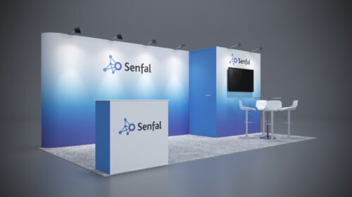 10x20 trade show exhibit with modern LED lighting and eye-catching design.