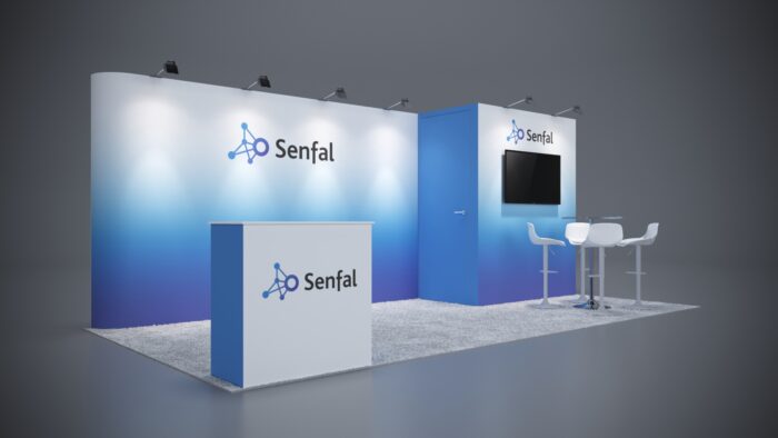 10x20 trade show exhibit with modern LED lighting and eye-catching design.