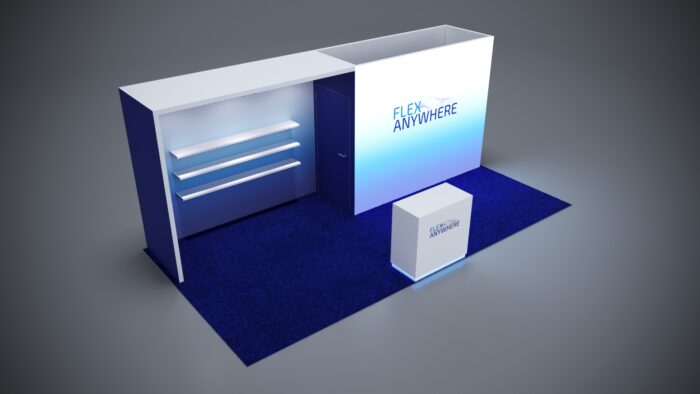 10x20 trade show exhibit with modular design for flexible layout options.