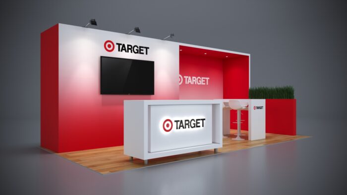 10x20 trade show exhibit with storage room for efficient booth organization.