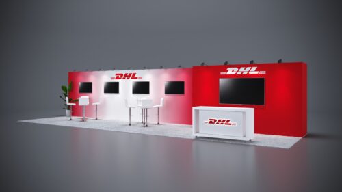Customizable 10x40 trade show booth design with flexible layout options.