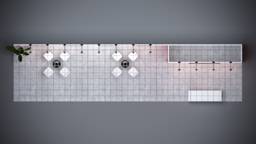 Eye-catching 10x40 modular exhibit with striking custom booth graphics.