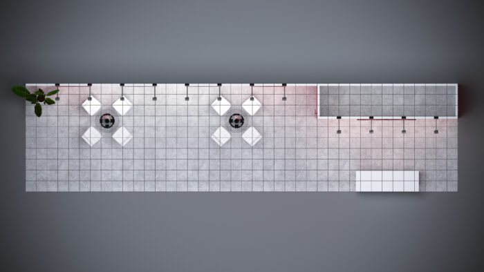 Eye-catching 10x40 modular exhibit with striking custom booth graphics.