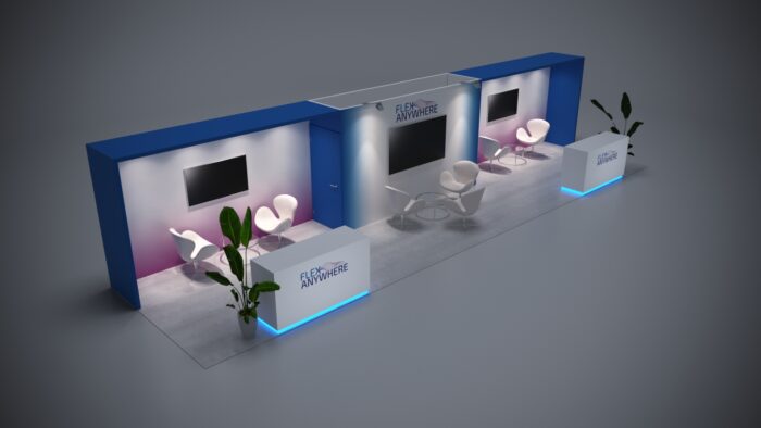 Dynamic 10x40 modular exhibit rental for engaging event presentations.