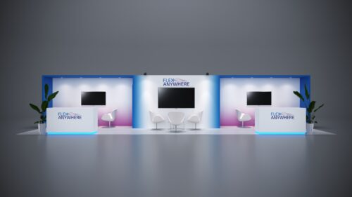 Custom 10x40 trade show display with modern design and branding options.
