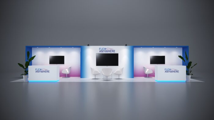 Custom 10x40 trade show display with modern design and branding options.