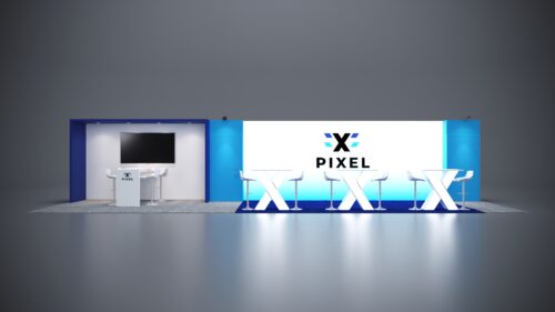 Professional 10x40 modular exhibit rental for a sleek and functional booth.