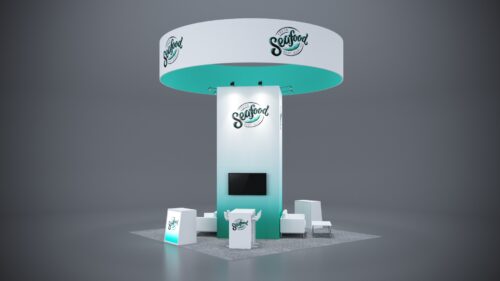 Cutting-edge 20x20 trade show exhibit rental with interactive features.