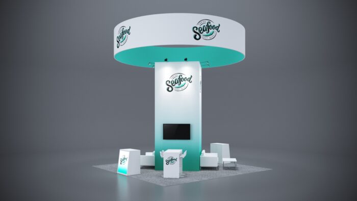 Cutting-edge 20x20 trade show exhibit rental with interactive features.
