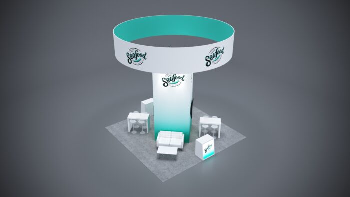 Custom 20x20 booth design that showcases your products in style.