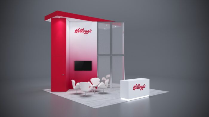 Spacious 20x20 trade show booth with customizable features for your brand.