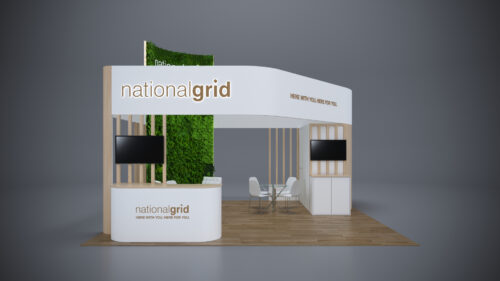 Customizable 20x20 trade show booth with high-quality materials for premium displays.