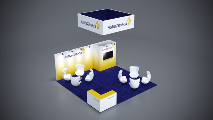Modular 20x20 trade show exhibit designed for high engagement and interaction.