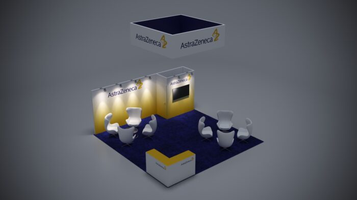 Eye-catching 20x20 custom exhibit rental for impactful brand exposure.