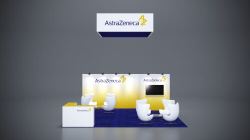 Custom trade show booth with modular components for a customized 20x20 display.