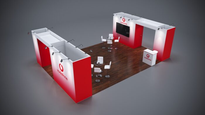 Custom 20x30 trade show booths for product demos and displays.
