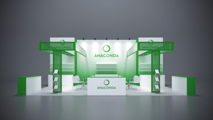 20x30 Trade Show Display Rental 08-01 Cutting-edge custom 20x30 trade show booths with modular design.