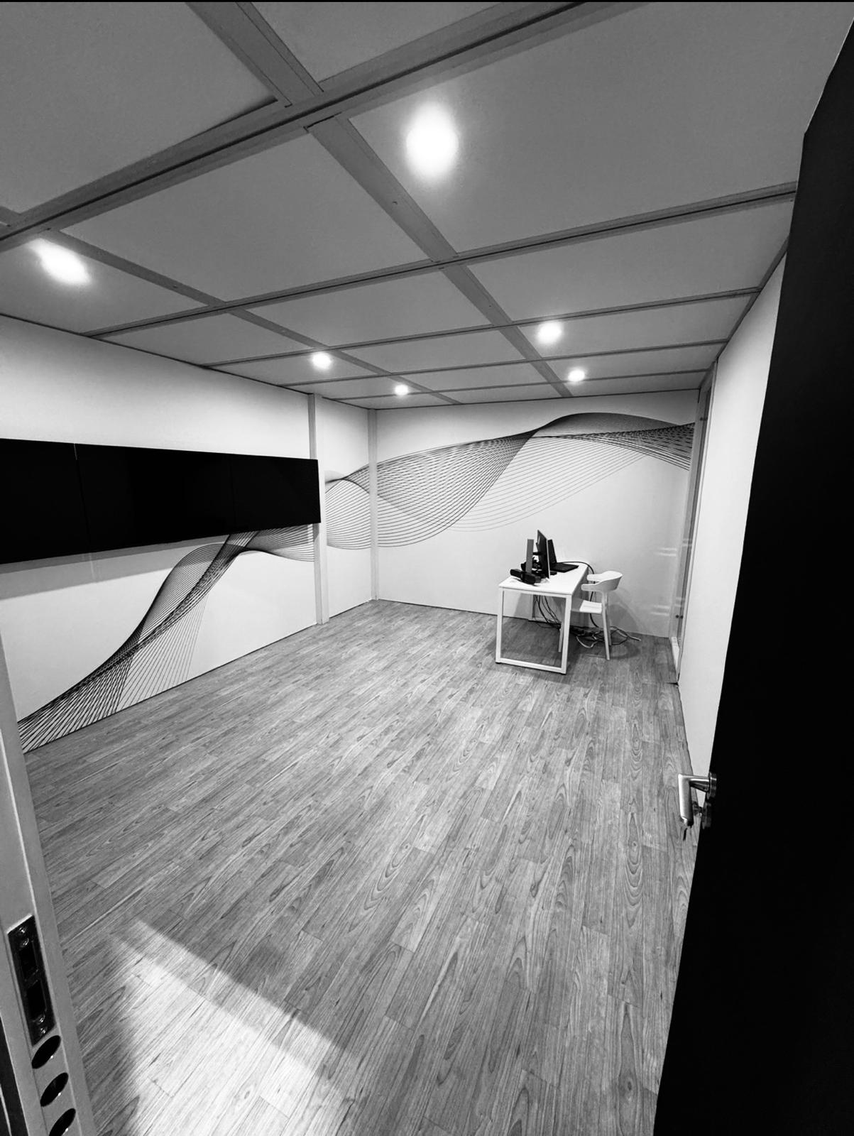 Calgary double deck build, step 5 dress: private room with wall graphics